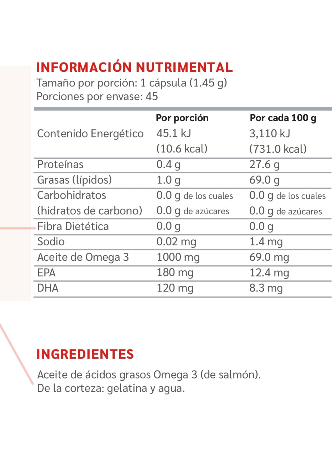 Omega 3 2x1 Aceite de Salmón 45 Capsulas